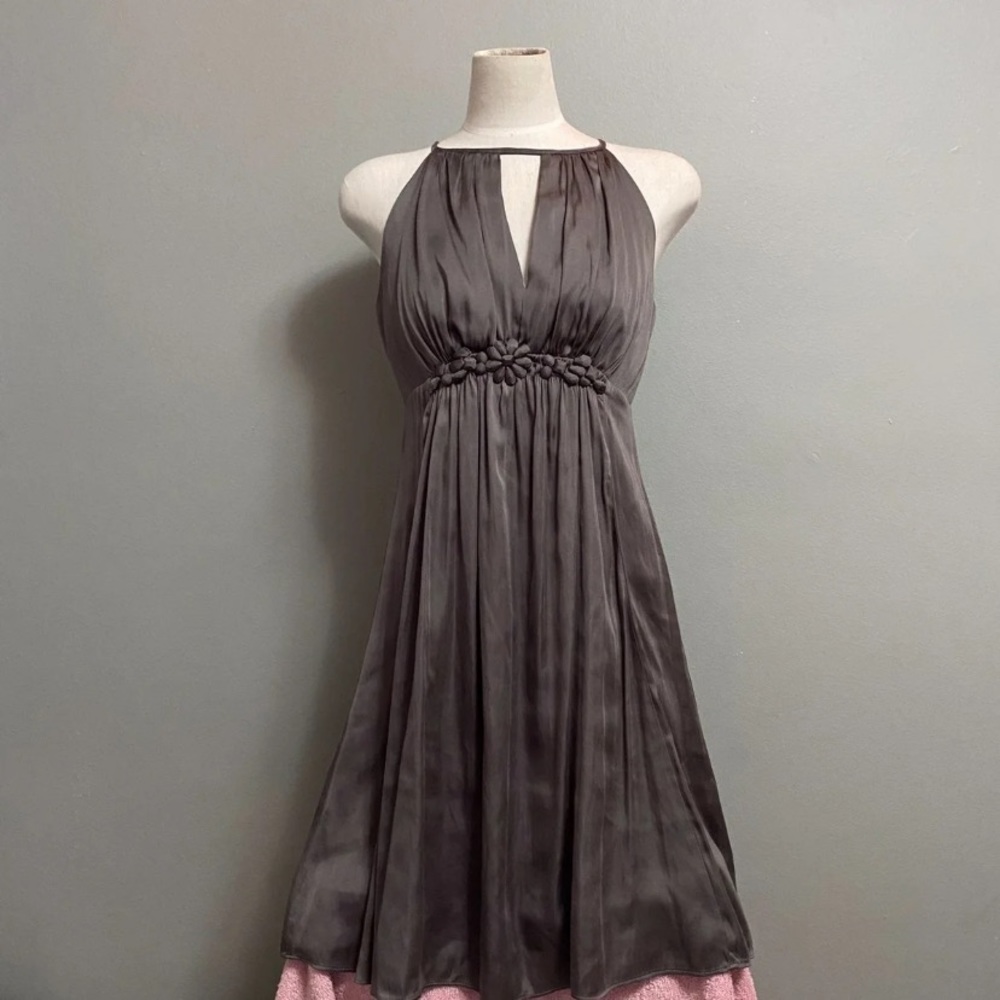 Esley gray satin like Dress